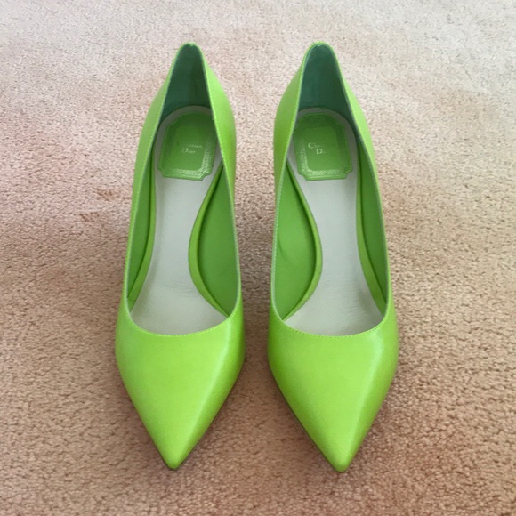 CHRISTIAN DIOR Green Leather High Heel Pumps - Picture 2 of 9